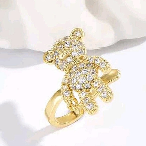 Teddy Bear Gold Plated Zircon Cuff Earring - Picture 5 of 5